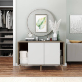 3-Door Minimalist Sliding Cabinet with Wooden Legs - 80x120x51.5cm