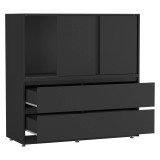 Minimalist 3 Sliding Door 4 Drawer Storage Cabinet - 120x120x51.5cm
