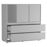 Minimalist 3 Sliding Door 4 Drawer Storage Cabinet - 120x120x51.5cm