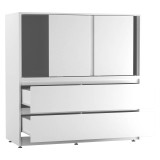 Minimalist 3 Sliding Door 4 Drawer Storage Cabinet - 120x120x51.5cm