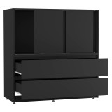 Minimalist 3 Sliding Door 4 Drawer Storage Cabinet - 120x120x51.5cm