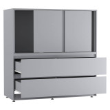 Minimalist 3 Sliding Door 4 Drawer Storage Cabinet - 120x120x51.5cm
