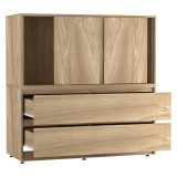 Minimalist 3 Sliding Door 4 Drawer Storage Cabinet - 120x120x51.5cm