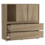 Minimalist 3 Sliding Door 4 Drawer Storage Cabinet - 120x120x51.5cm