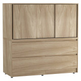 Minimalist 3 Sliding Door 4 Drawer Storage Cabinet - 120x120x51.5cm