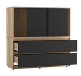 Minimalist 3 Sliding Door 4 Drawer Storage Cabinet - 120x120x51.5cm