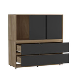 Minimalist 3 Sliding Door 4 Drawer Storage Cabinet - 120x120x51.5cm