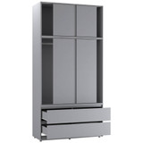 6 Sliding Doors Wardrobe with Hanging Rail 240x120x51.5cm