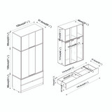 6 Sliding Doors Wardrobe with Hanging Rail 240x120x51.5cm