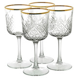 Pasabahce Tall Stemmed Red Wine Glasses Gold Rim 330ml
