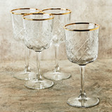 Pasabahce Tall Stemmed Red Wine Glasses Gold Rim 330ml