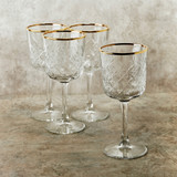 Pasabahce Tall Stemmed Red Wine Glasses Gold Rim 330ml