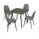 Wooden Dining Table & 4 Faux PU Leather Chairs Set