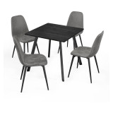 Wooden Dining Table & 4 Faux PU Leather Chairs Set