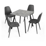 Wooden Dining Table & 4 Faux PU Leather Chairs Set