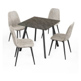 Wooden Dining Table & 4 Faux PU Leather Chairs Set