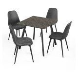 Wooden Dining Table & 4 Faux PU Leather Chairs Set