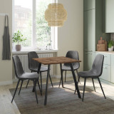 Wooden Dining Table & 4 Faux PU Leather Chairs Set