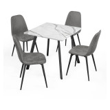 Wooden Dining Table & 4 Faux PU Leather Chairs Set