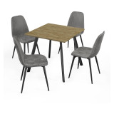 Wooden Dining Table & 4 Faux PU Leather Chairs Set