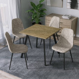 Wooden Dining Table & 4 Faux PU Leather Chairs Set