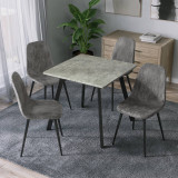 Wooden Dining Table & 4 Faux PU Leather Chairs Set