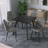 Wooden Dining Table & 4 Faux PU Leather Chairs Set