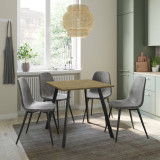 Wooden Dining Table & 4 Faux PU Leather Chairs Set