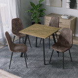 5-Piece Dining Set - 80cm Square Table and 4 Faux Leather Chairs with Metal Legs