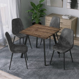 Wooden Dining Table & 4 Faux PU Leather Chairs Set