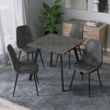 Wooden Dining Table & 4 Faux PU Leather Chairs Set
