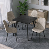 Wooden Dining Table & 4 Faux PU Leather Chairs Set