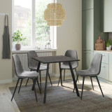 Wooden Dining Table & 4 Faux PU Leather Chairs Set