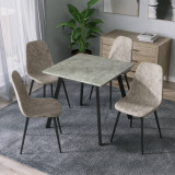 Wooden Dining Table & 4 Faux PU Leather Chairs Set