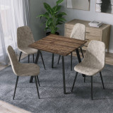 Wooden Dining Table & 4 Faux PU Leather Chairs Set