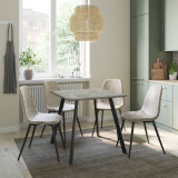 Wooden Dining Table & 4 Faux PU Leather Chairs Set