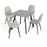 Wooden Dining Table & 4 Faux PU Leather Chairs Set