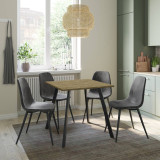 Wooden Dining Table & 4 Faux PU Leather Chairs Set