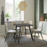Wooden Dining Table & 4 Faux PU Leather Chairs Set