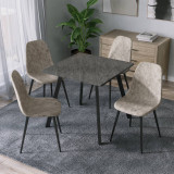 Wooden Dining Table & 4 Faux PU Leather Chairs Set