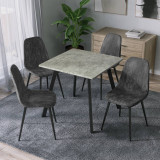 Wooden Dining Table & 4 Faux PU Leather Chairs Set