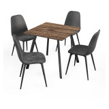 Wooden Dining Table & 4 Faux PU Leather Chairs Set