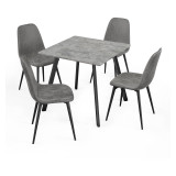 Wooden Dining Table & 4 Faux PU Leather Chairs Set