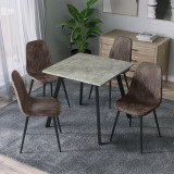 Wooden Dining Table & 4 Faux PU Leather Chairs Set