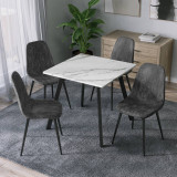 Wooden Dining Table & 4 Faux PU Leather Chairs Set