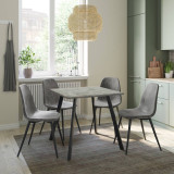 Wooden Dining Table & 4 Faux PU Leather Chairs Set