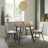 Wooden Dining Table & 4 Faux PU Leather Chairs Set