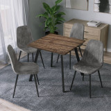 Wooden Dining Table & 4 Faux PU Leather Chairs Set