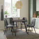 Wooden Dining Table & 4 Faux PU Leather Chairs Set