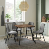 5-Piece Dining Set - 80cm Square Table and 4 Faux Leather Chairs with Metal Legs